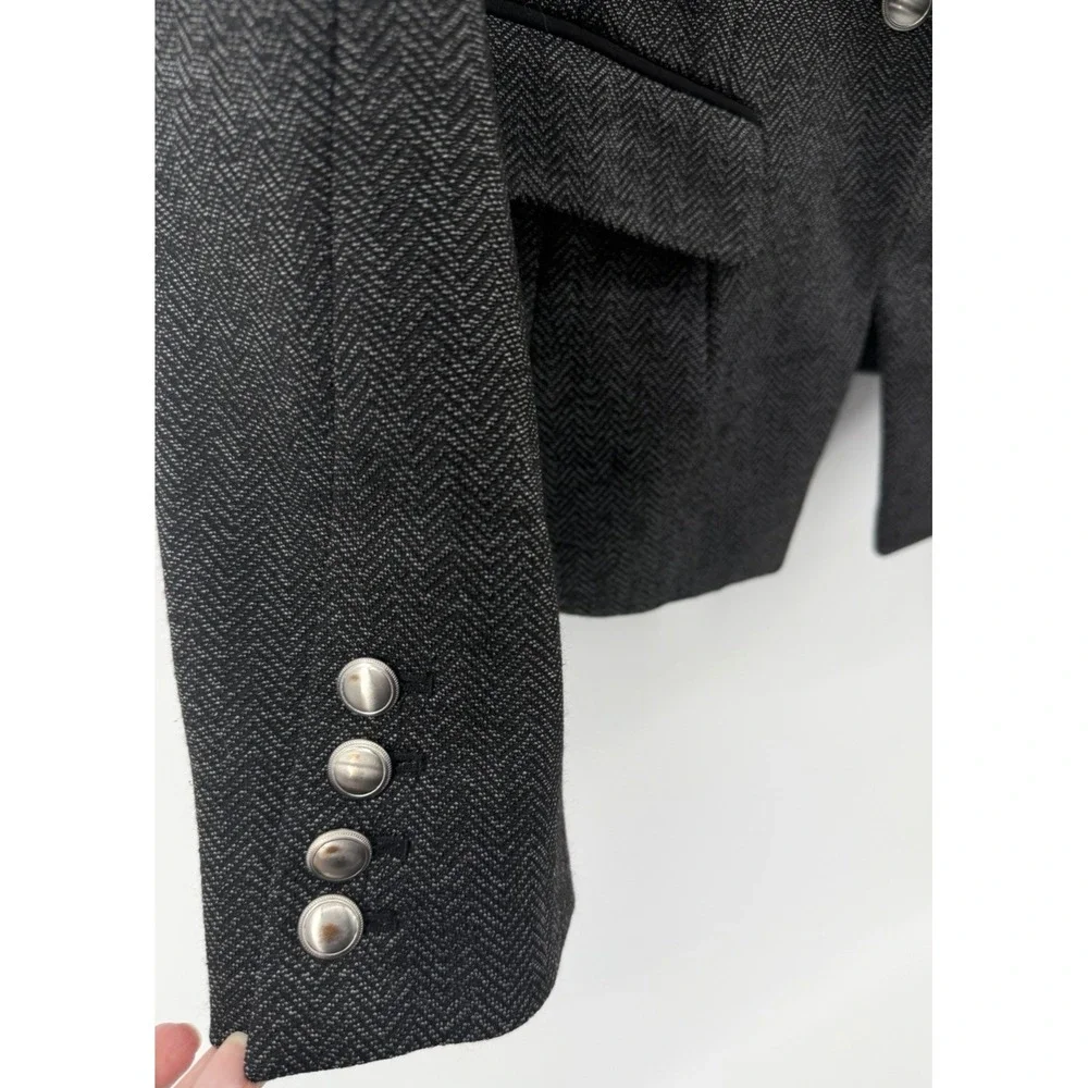 White House Black Market Gray Black Tweed Suit Blazer Jacket Career Women 10 EUC